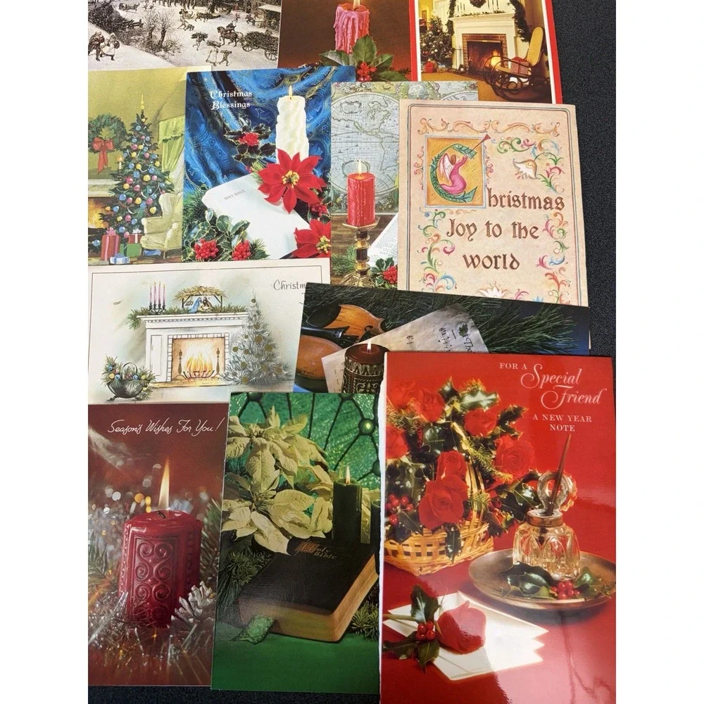 Vintage Christmas Cards Fronts ONLY Traditional Scrapbooking Decoupage Lot 50+